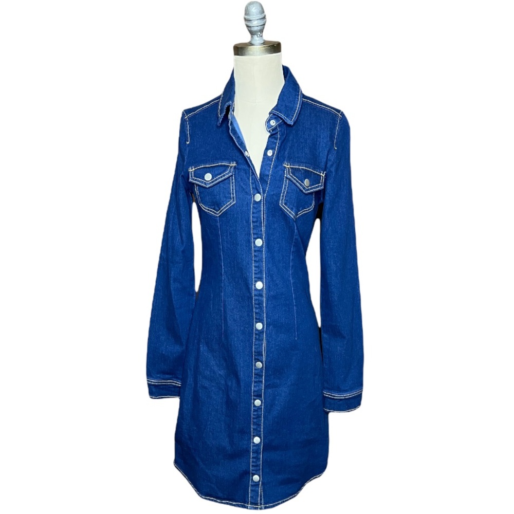 Missguided Long Sleeve Button Denim Dress size 6 - Picture 8 of 16